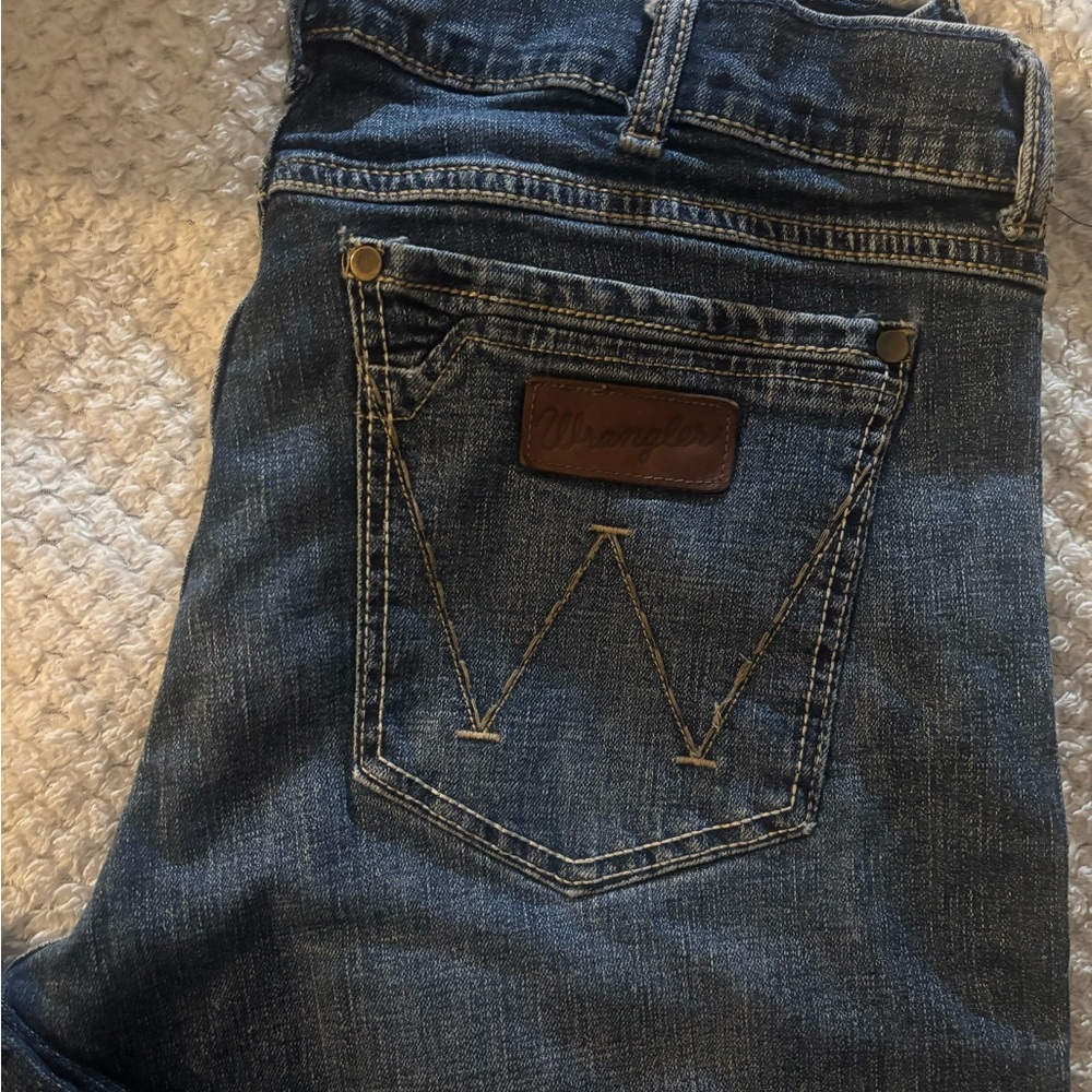 Wrangler Mens Blue Slim Boot Cut Jeans